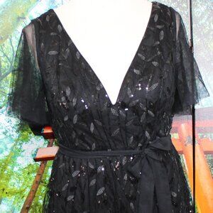 SEQUIN COCKTAIL DRESS, BLACK PLUS 16W (NWT)